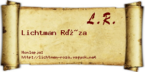 Lichtman Róza névjegykártya